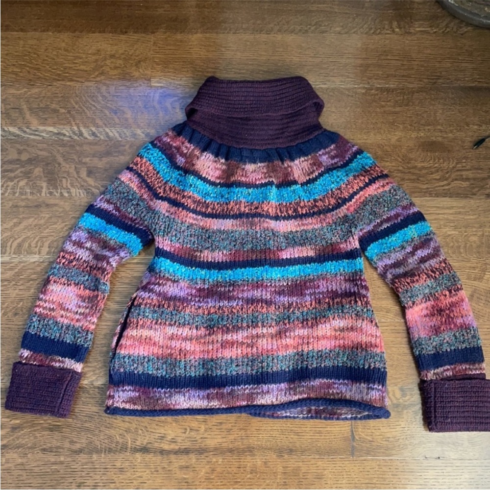 Anthropologie Leifsdottir Hand Knit Multicolor Wool Blend Pocket Cardigan Size M - Picture 8 of 10